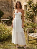 Pleated Corset Bustier Bodice Sleeveless Maxi Party Dress For Women 2026