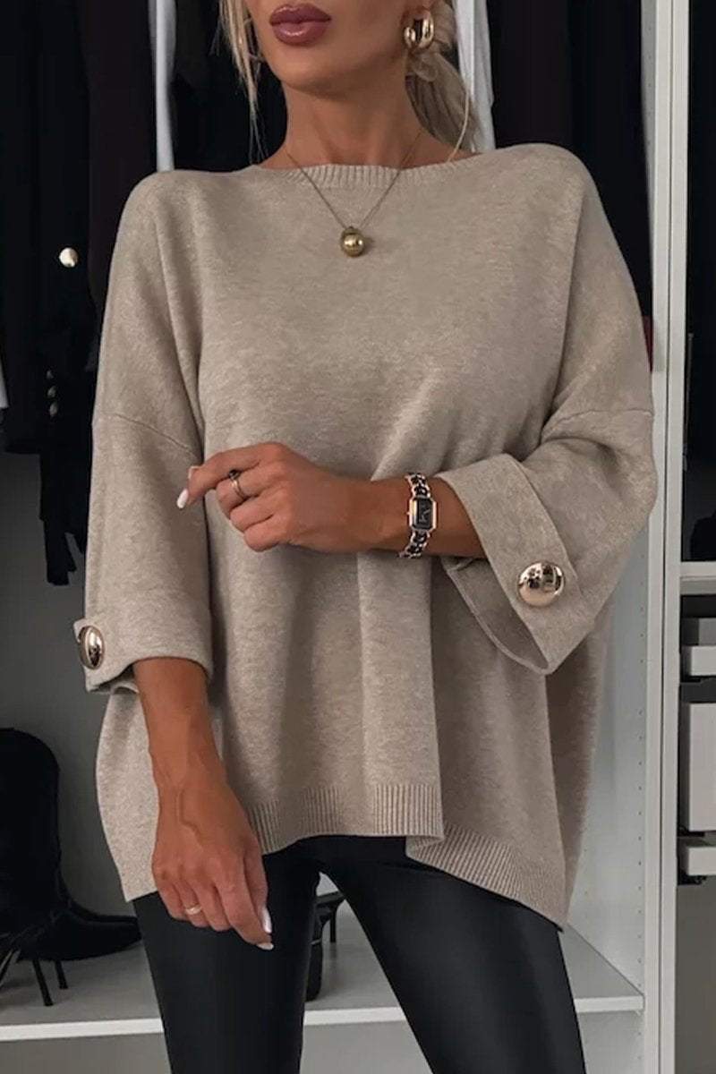| Knitted sweater with button detail and half sleeves