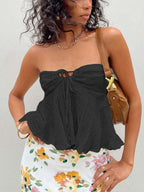 Solid Color Strap Bandeau Top