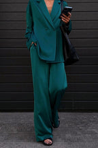 Satin Flowy Office Two Piece Pants Set