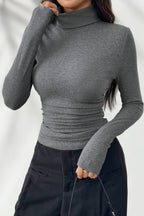 Elegant Fitted Long Sleeve Turtle Neck Knit Top