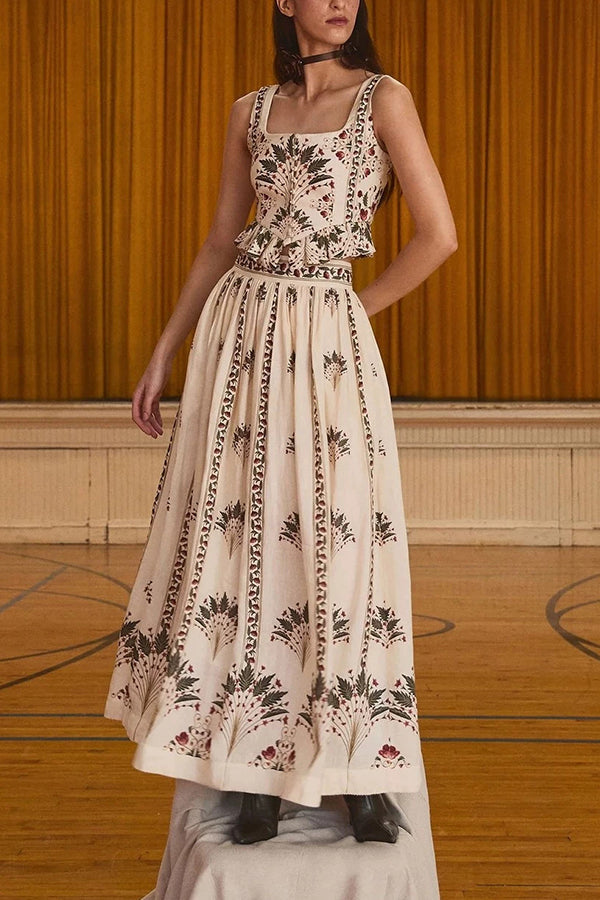 Palmilla Botanical Peplum Linen Matching Set