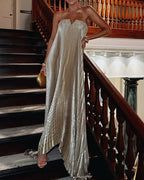 Sleeveless Pleated Solid Dress