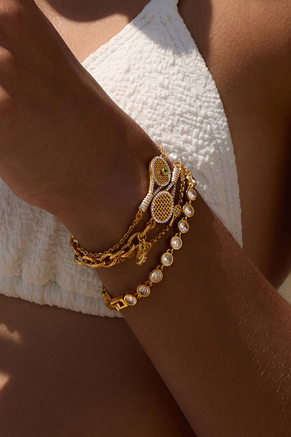 Stylish Stainless Steel and Zircon Bracelet
