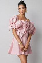Huta Oversized Floral Applique Mini Dress