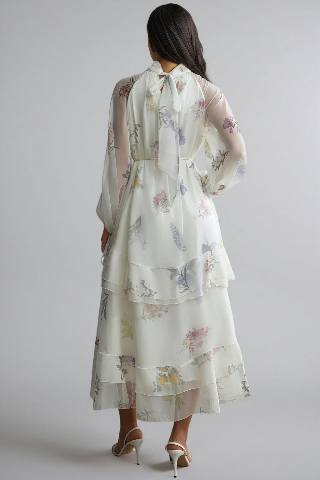 Nadim Floral Print Puff Sleeve Maxi Dress