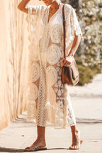 V-Neck Lace Embroidery Cover-up Dress