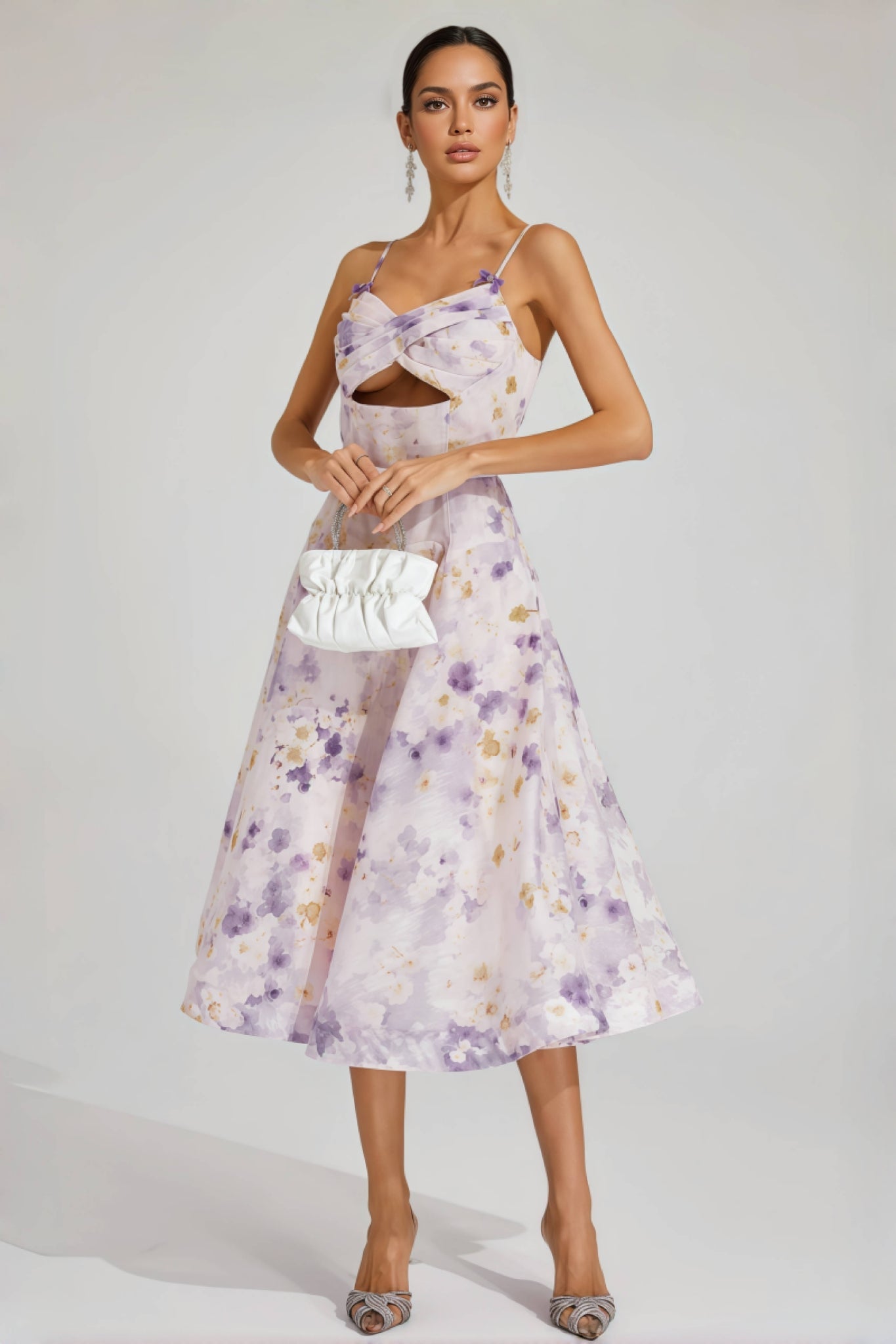 Laurns Purple Holiday Slip Midi Dress