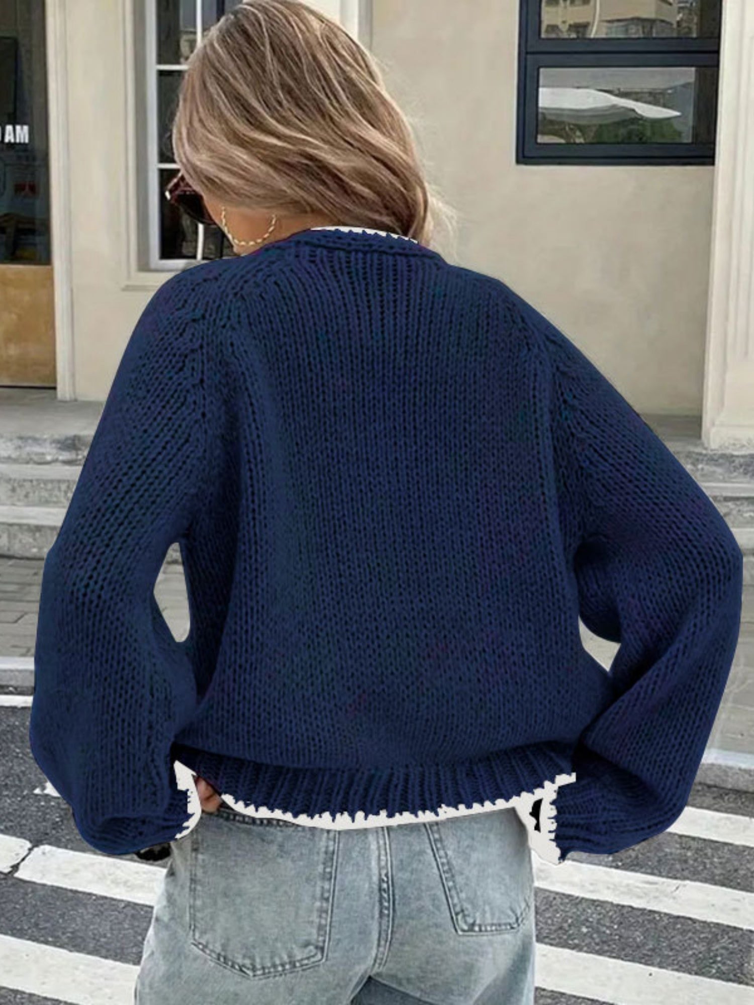 Bow Tie Color-blocked Cardigans