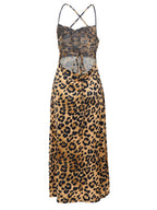 Leopard Print Zebra Print Backless Strappy Maxi Dresses