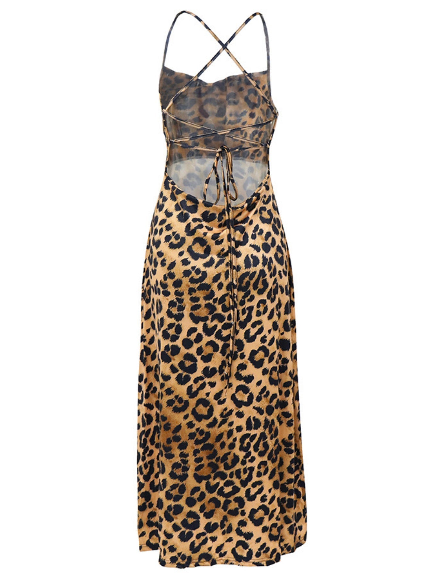 Leopard Print Zebra Print Backless Strappy Maxi Dresses