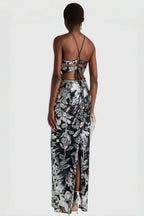 Inarl Embroidered Sequin Strappy Maxi Dress