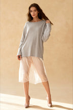 Cotton Loose Fit Off-Shoulder Knit Sweater