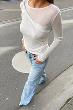 Solid Knotted Sheer Chic Blouse