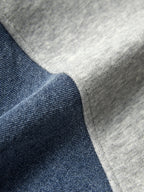 Denim Splice Letter Print Lapel Neck Oversized Hoodie