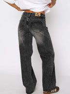 Versatile Simple Midriff Boyfriend Jeans