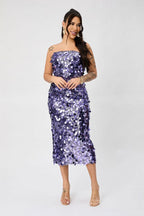 Sequin Strapless Bodycon Midi Dress