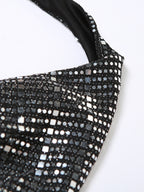 Sequin Stacked Neck Backless Halter Vest