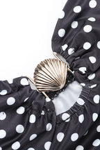 Black Polka Dot Lace Cami Backless Maxi Dress