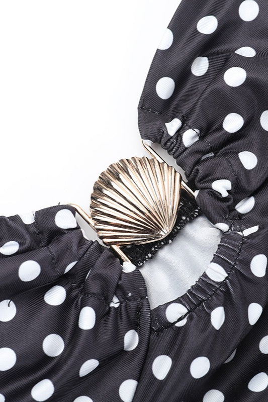 Black Polka Dot Lace Cami Backless Maxi Dress