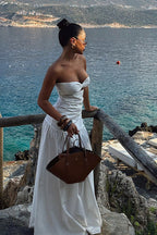 Strapless Hollow Out Beach Maxi Dress
