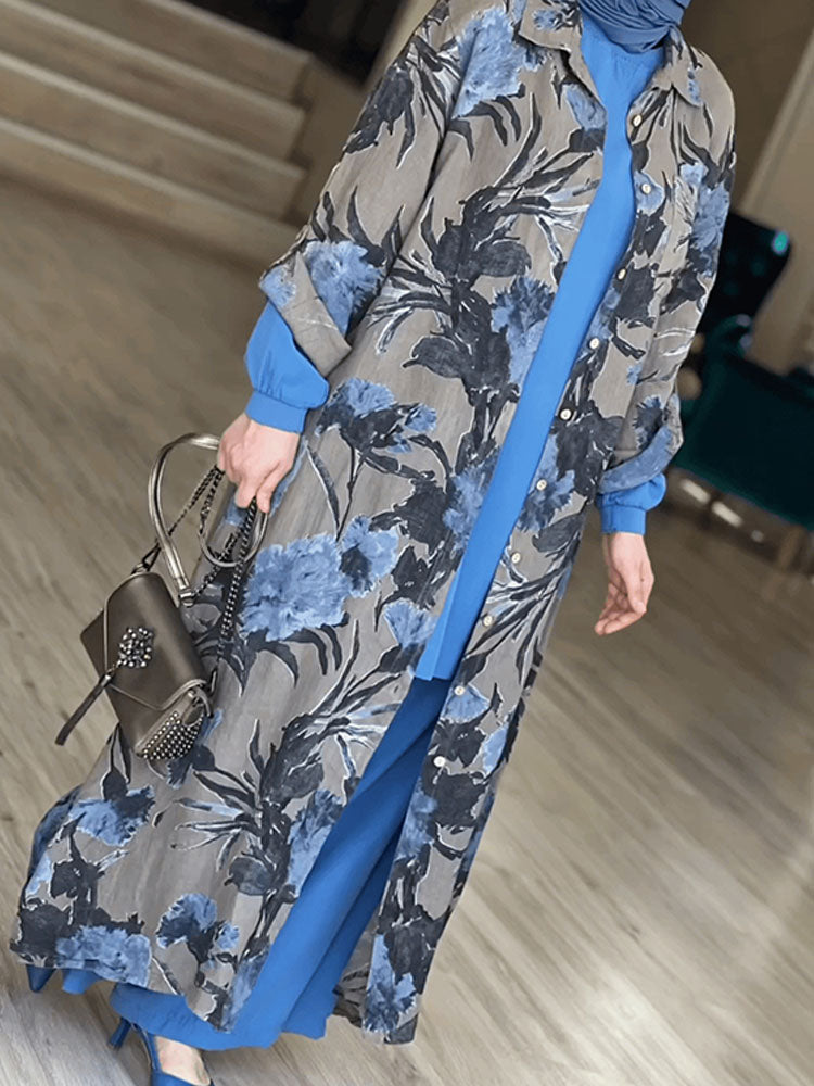 Ethnic Style  Printed Long-Sleeved Cardigan