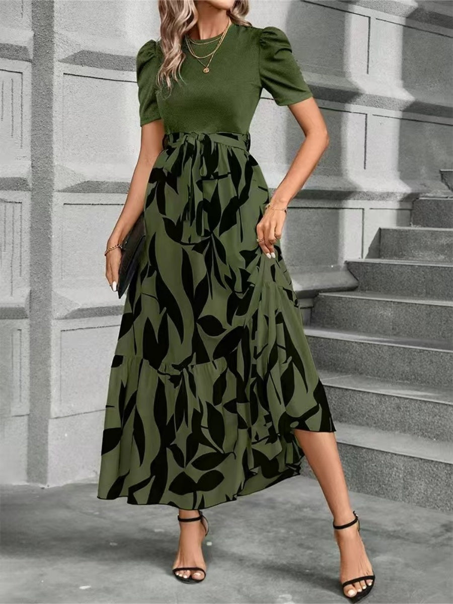 Floral Print High-waisted Long Dress