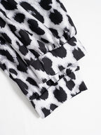 Three-quarter Sleeve Collar Leopard Print T-shirts