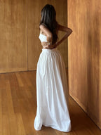 Pure Cotton Strapless Bra Jacket High-waisted Long Skirt Vacation Package 2-piece Sets