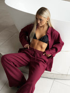 Loose-fitting Long-sleeved Shirt And Casual Trousers Two-piece Set