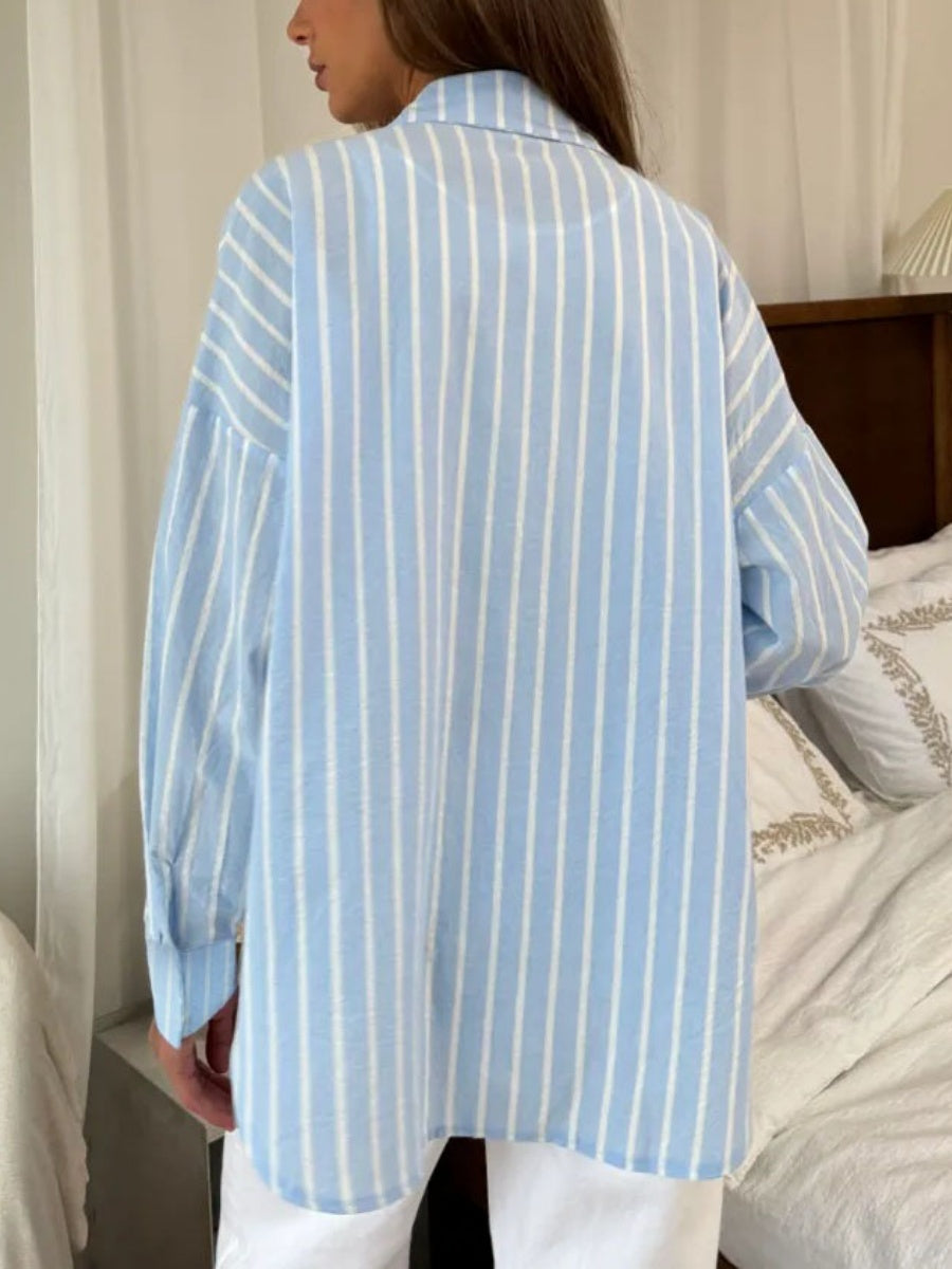 Stripes Cardigan Commuting Shirts