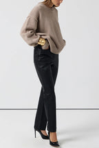 Round Neck Solid Color Pullover Sweater