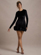 Liber Autumn Women's Pleated Velvet Mini&Short Dresses