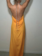 Satin Sexy Diamond Chain Formal Dress Maxi Dresses