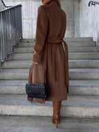 Simple Long-sleeved Lapel Button-down Woolen Coat