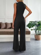 Straight-leg Trousers V-neck Top Elegant Suit 2-piece Sets