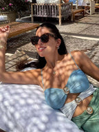 Solid Color Patchwork One-piece Swimsuit Cover-up Skirt Two-piece Set