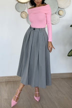 Off Shoulder Long Sleeves Slim Fit Top