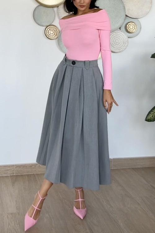Off Shoulder Long Sleeves Slim Fit Top
