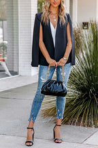 Open Front Split Sleeves Cape Jacket