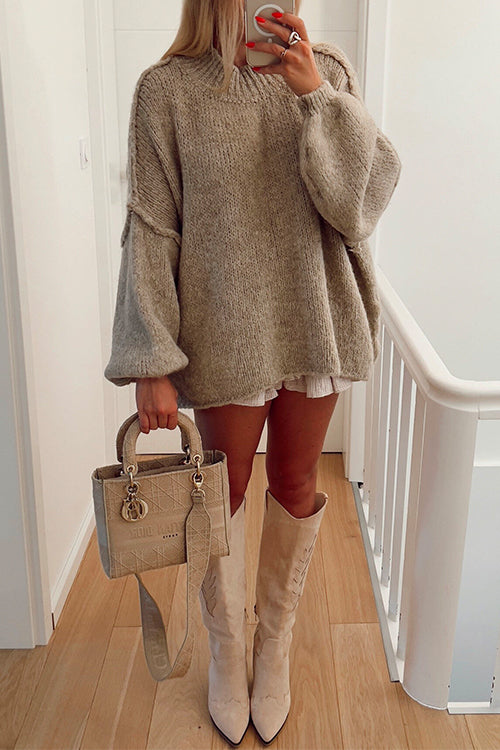 Drop Shoulder Plain Casual Pullover Sweater
