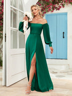 Grace Bandage Slit Formal Dress Chiffon Maxi Dresses
