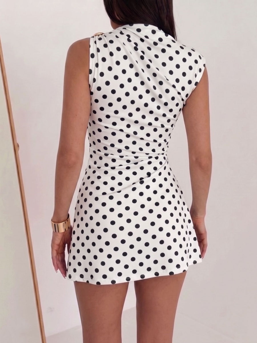 Pleated Metal Decoration Hip-hugging Mini&Short Dresses