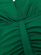 V-neck Halter Temperament Pleated Hip-hugging Big Backless Midi Dresses