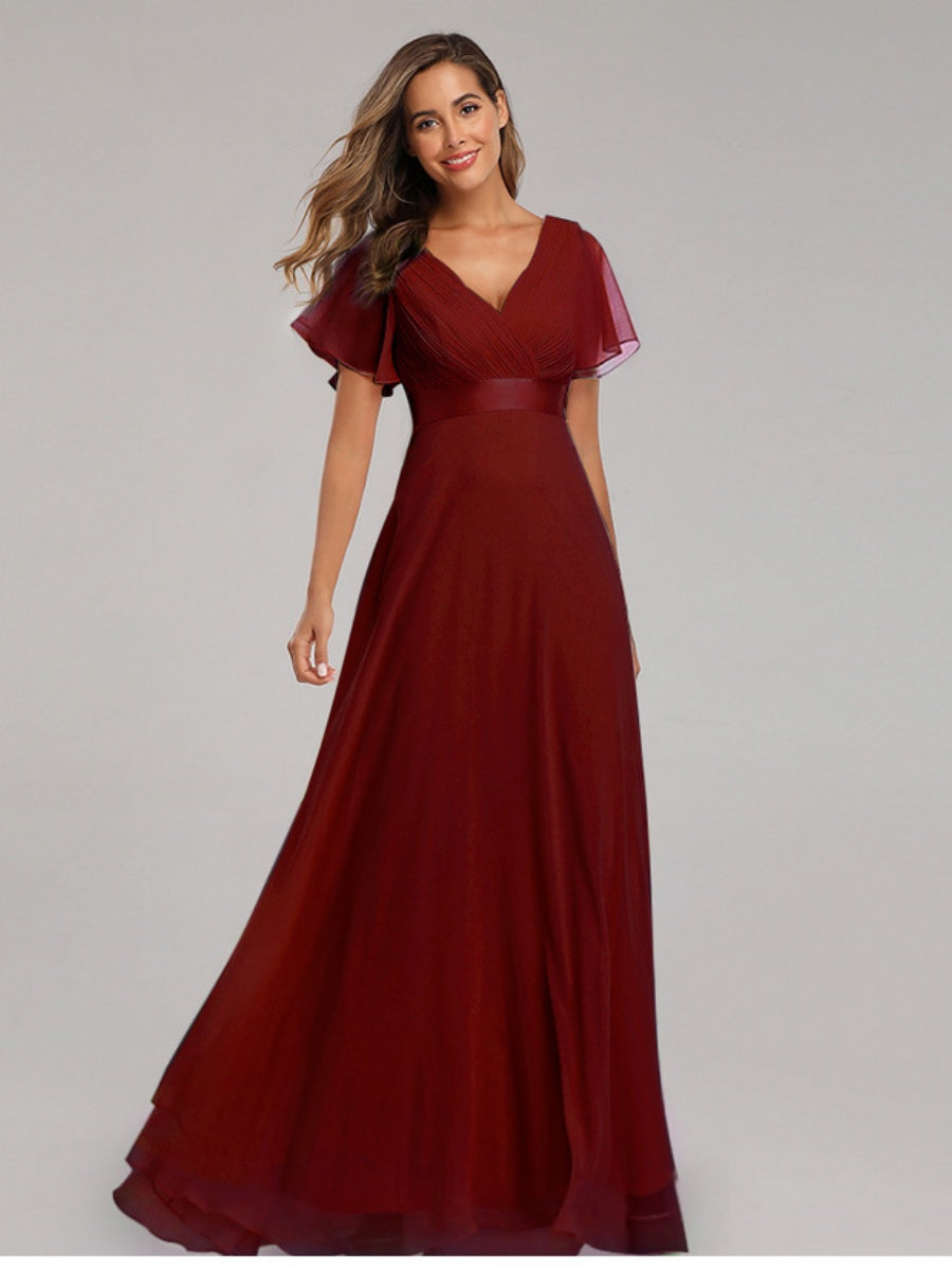 V-neck Chiffon Large Skirt Temperament Formal Dress Maxi Dresses
