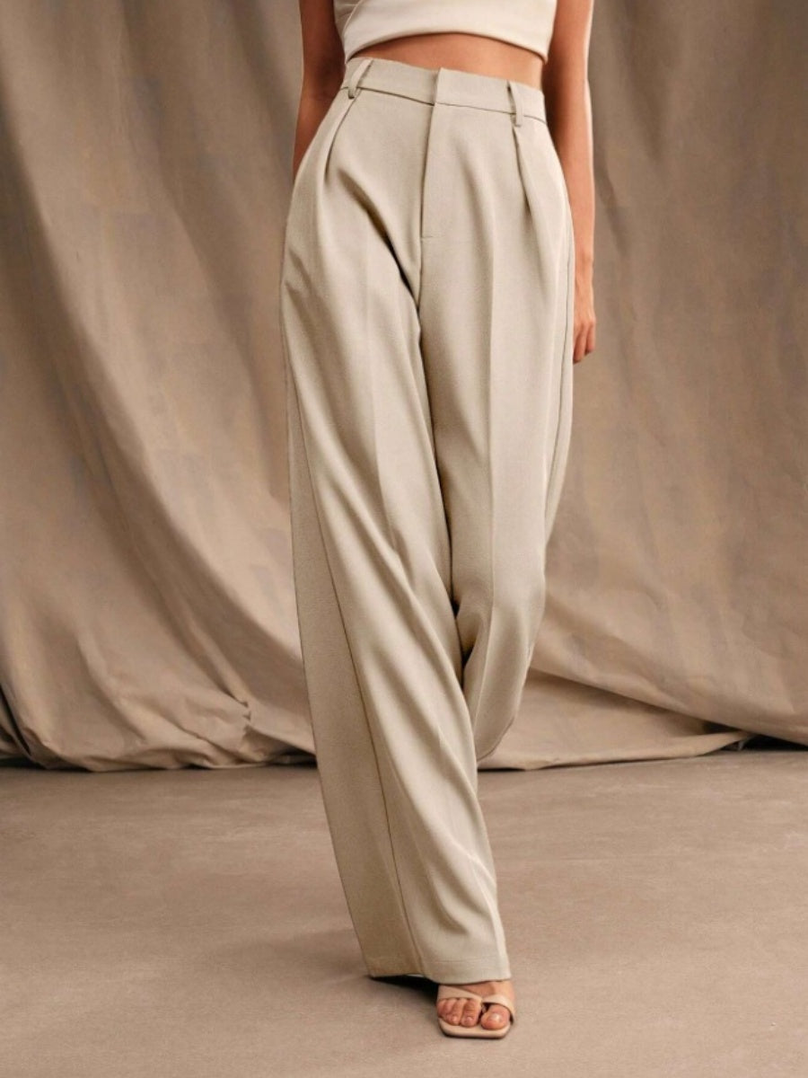 Commuting Loose High-waisted Straight Wide-leg Trousers