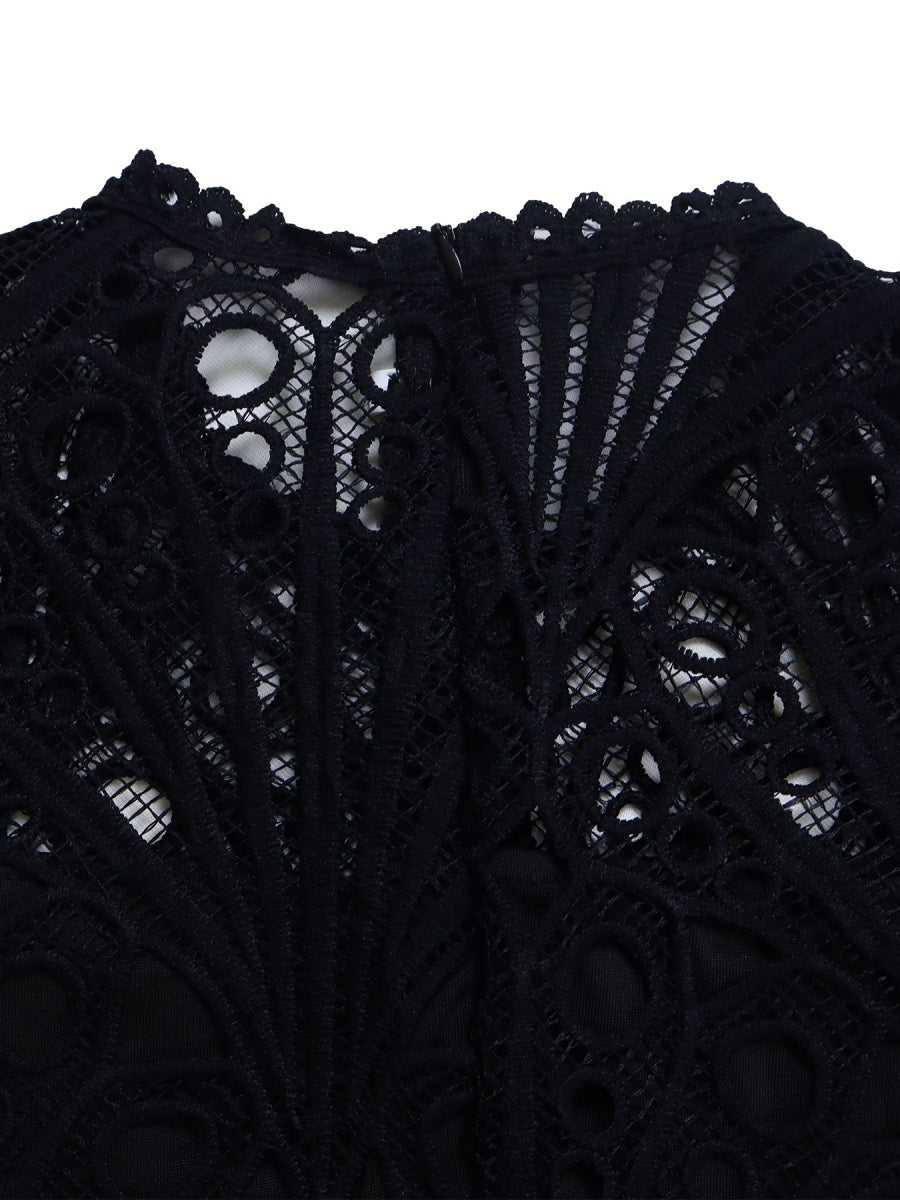 Short Sleeve Trim Lace Belts Mini&Short Dresses