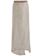 Beach Cover-up With Slits And Tie-up Shimmering Sequined Skirt