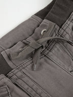 Retro Pocket Color-blocked Ribbed Low-rise Jeans
