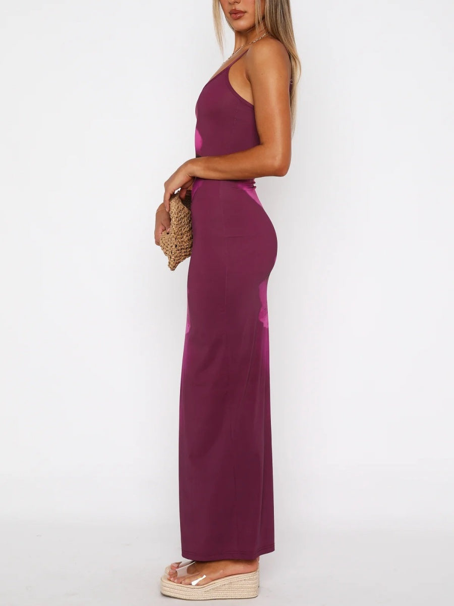 Liber Spring Women's Backless Abstract Maxi Dresses